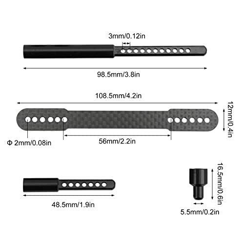Keenso RC Shell Columns, Front Rear Aluminum Alloy Carbon Fiber Car Body Mount Post for Axial SCX10 90046 90047 1/10 RC Car (Black) - color: Black
