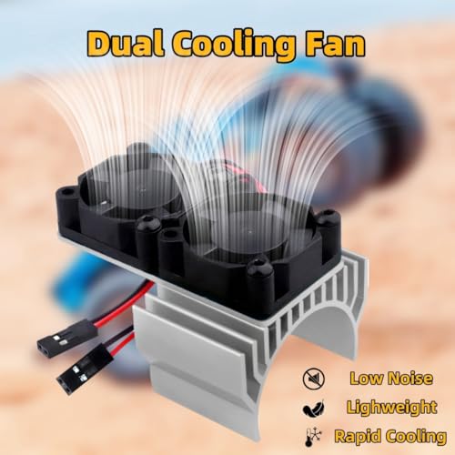 VXL-3s ESC Cooling Fan and Motor Cooling Fan Dual Fan Set Compatible with 1/10 Traxxas Slash 4×4 VXL Rustler 4X4 Stampede 4X4 Hoss 4×4 Velineon VXL-3s Heat Sink,Silvery - color: Silvery