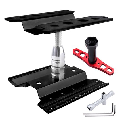 RC Car Work Stand Repair Workstation 360 Degree Rotation Lift with Wheel Wrench Tools for 1/8 1/10 1/12 1/16 1/18 Scale Cars Trucks Buggies (Black)