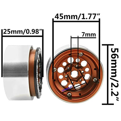 4Pack ShareGoo Aluminum Alloy 1.9" Beadlock Wheel Rims Hubs Compatible with Traxxas TRX4 Axial SCX10 RCAWD D90 D110 Tamiya CC01 1/10 RC Crawler Car (Orange) - color: Orange