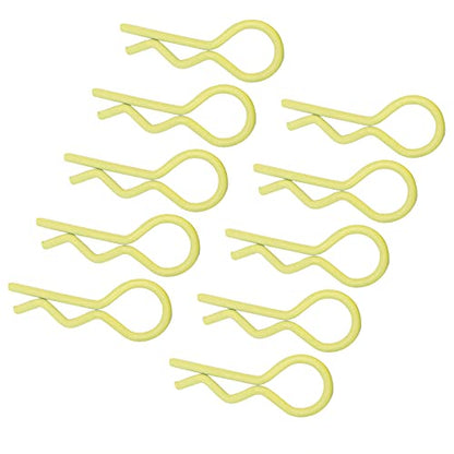 Qiilu Durable RC Body Clips for 1/5 1/6 /8 /10 RC Car - 10Pcs Metal Shell Clip Pins, Teardropshaped Pull Tabs (Yellow) - color: Yellow
