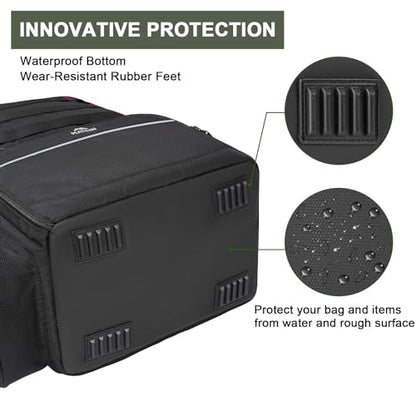 MATEIN Fishing Backpack, Tackle Storage Bag with Rod Holders & Cooler | Water Resistant Fishing Bag Fits 4 3600 Trays, Large Wide Open Tackle Box Backpack, Gifts for Fishermen - color: Black