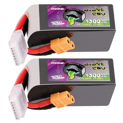 OVONIC 6S 1300mAh 120C 22.8V LiHV Battery for 1/10 Rock Crawler with XT60 Plug