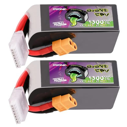 OVONIC 6S 1300mAh 120C 22.8V LiHV Battery for 1/10 Rock Crawler with XT60 Plug