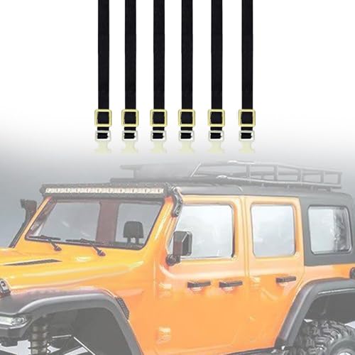 Menolana 6 Pieces Roof Rack Luggage Rope RC Crawler Elastic Straps RC Car Roof Rack Luggage Rope Adjustable Buckle Material Suitable for RC Crawler, Yellow - color: Yellow