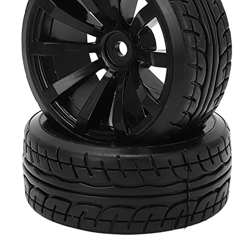 4PCS 1/10 Drift Car Tires Hard Tyre for TT02, RC Rubber Tires and Wheels Set, On Road Drifting Car with 12mm Hex Coupler, Durable Hard Rubber for Stable and Flexible Driving