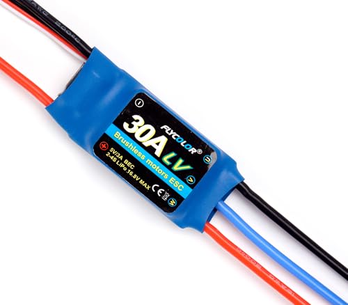 FLYCOLOR 30A ESC 2-4S Electric Speed Controller 3A UBEC with XT60 & 3.5mm Bullet Plugs for RC Brushless Motor