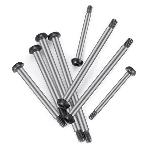 8PCS Polished Steel 1144 Lock-nut Style Hinge-Pin Complete Suspension Pin Set Screw Pins Compatible with 1/10 Traxxa Slash 2WD Hoss Rustler Stampede RC Car Upgrade Replacement Parts