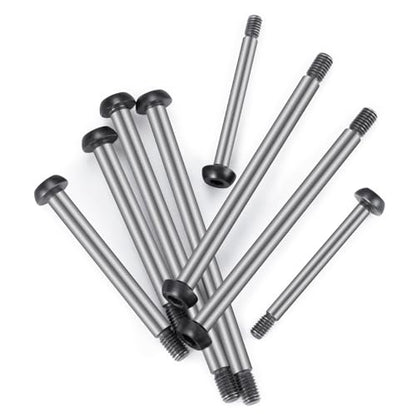 8PCS Polished Steel 1144 Lock-nut Style Hinge-Pin Complete Suspension Pin Set Screw Pins Compatible with 1/10 Traxxa Slash 2WD Hoss Rustler Stampede RC Car Upgrade Replacement Parts