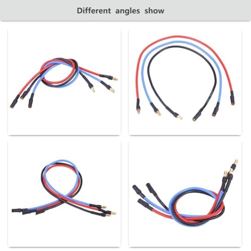 HERCHR 3Pcs 3.5mm Banana Extension Cable Banana Plug Gold Bullet Connector 16AWG Male Female 12in Silicone Wire for RC Brushless Motor ESC Extension Cable Wire RC Car Boat Parts