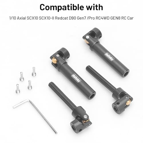 daitoku 2PCS 97-135mm Universal RC Drive Shaft for 1/10 Axial SCX10 SCX10-II Redcat D90 Gen7 /Pro RC4WD GEN8 RC Crawler - size: 97-135mm