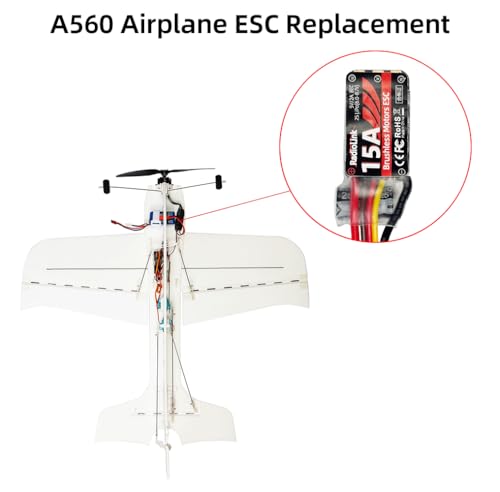 Radiolink 15A ESC for RC Brushless Motor Electric Speed Controller, Support 2S-4S LiPo A560 Airplane Replacement