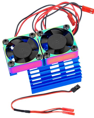 RC 30mm 28000rpm Twin Motor Fan with Metal Heatsink Brushless Motor Replacement Upgrades Part for 1/8 1/10 RC Car 540 550 F540 3650 3660 Motor.Motor Cooling Fans,Navy Blue(1PCS) - color: Navy Blue-(rc Upgrades Part)