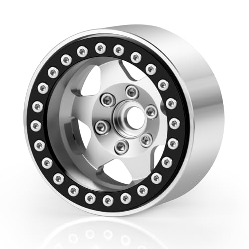 Aluminum Alloy RC 1.9 Beadlock Wheels Rims 30mm | For 1/10 RC Crawler Axial SCX10 90046 AXI03007 Gen8 TRX4, Upgrade, Silver - color: Silver