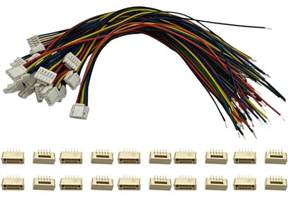 20Pairs Micro JST GH 5Pin 1.25mm Male Female Connector, GH1.25 Terminal Connector Wire Cable 15cm 28AWG - size: 5Pin