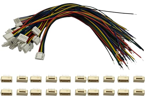 20Pairs Micro JST GH 5Pin 1.25mm Male Female Connector, GH1.25 Terminal Connector Wire Cable 15cm 28AWG - size: 5Pin