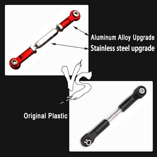 Stainless Steel Adjustable Turnbuckles/Camber Links with Rod Ends Set for 1/10 Traxxas Slash 4X4/2WD. (RED)