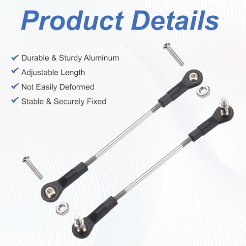 MECCANIXITY 4Pcs Adjustable Turnbuckles Camber Link, 94-104mm Turnbuckle Rod Steering Servo Linkage with M3 Ball Head Rod Ends for RC Car Replace Parts - size: 94-104mm