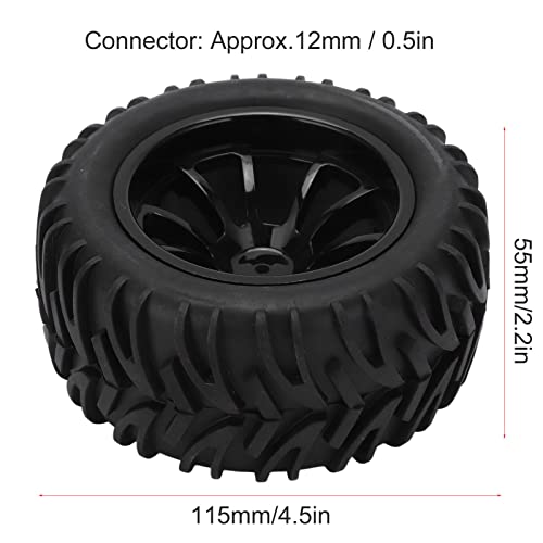 Generic 4PCS RC Plastic Wheel Rim Rubber Tires with 10 Spoke Set, for Truck 1/8 1/10 Remote Control Car
