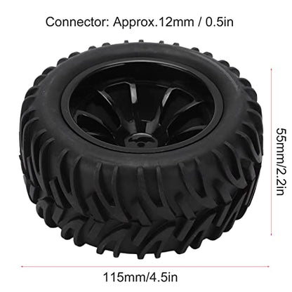 Generic 4PCS RC Plastic Wheel Rim Rubber Tires with 10 Spoke Set, for Truck 1/8 1/10 Remote Control Car