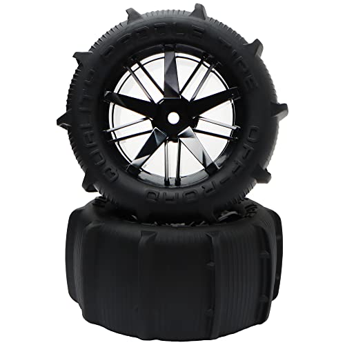 2 Pieces RC 1:16 Pre-Glued Paddles Buggy Tires Hex 12mm Wheels for Snow Sand H16BM 16889 16890A H16E H16GT H16DR H16 HB17 144001 144002 124016 16890 Off Road Car(2 PCS) - color: 2pcs, size: 1:16