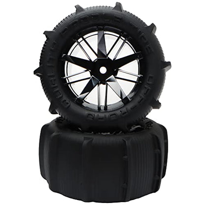 2 Pieces RC 1:16 Pre-Glued Paddles Buggy Tires Hex 12mm Wheels for Snow Sand H16BM 16889 16890A H16E H16GT H16DR H16 HB17 144001 144002 124016 16890 Off Road Car(2 PCS) - color: 2pcs, size: 1:16