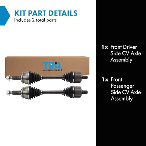 TRQ Front Left and Right CV Axle Assembly Set 2 Piece for 2019-2021 Chevrolet Silverado 1500 4WD Without Lift Package 2019-2021 GMC Sierra 1500 4WD Without Lift Package 2021-2022 Tahoe 4WD Yukon 4WD - style: CSA52058