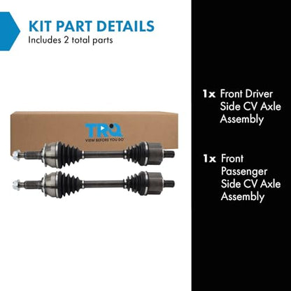 TRQ Front Left and Right CV Axle Assembly Set 2 Piece for 2019-2021 Chevrolet Silverado 1500 4WD Without Lift Package 2019-2021 GMC Sierra 1500 4WD Without Lift Package 2021-2022 Tahoe 4WD Yukon 4WD - style: CSA52058