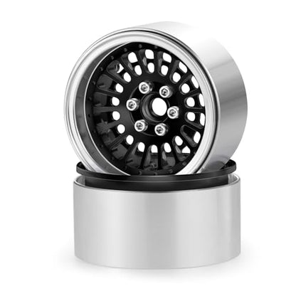4pcs 2.2" Aluminum Beadlock Wheel Turbine Rim for Wraith 90048 SCX10 | TRX4 VS4-10 Gen8 RR10 1/10 RC Crawler Car Black - Offset -10mm - color: Black