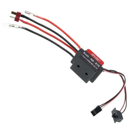 RC Car 60A Brushed ESC Electric Speed Controller 6V/2A BEC Compatible with Traxxas TRX4 TRX6 D90 HSP Tamiya Redcat Axial SCX10 HPI 4WD Truck 1/10 RC Truck Car Crawler (T Plug with Cooling Fan) - style: T Plug with Cooling Fan
