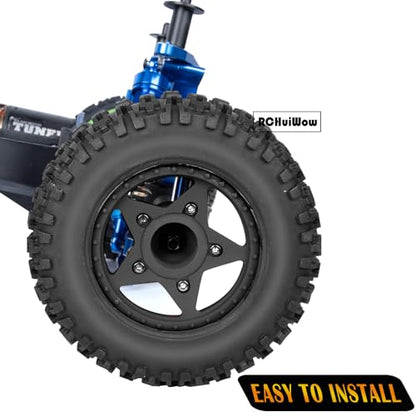 RC 12mm/14mm Hex Wheels & Tires for 1/10 RC Scale Truck,RC Truck Tires for 1/10 Slash 2WD 4×4 Senton Axia1 L0SI Red cat Rc 4wd,4PCS,Black - color: Black(4pack)
