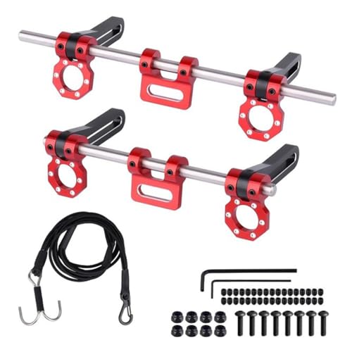 KingVal Metal Adjustable Front and Rear Bumper Mount Kit with Tow Hook Strap Compatible with 1/10 RC Crawler Car SCX10 TRX4 TRX6 GEN7 GEN8 (Red)