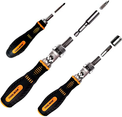 61pcs Ratcheting Screwdriver, Socket & Precision Bit Set | Cr-V Steel, Rotatable Handle, Storage Case Included, Ideal for Bike, Watch & Glasses Repair - style: 61pcs Ratchet Screwdriver
