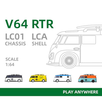 LDARC V64 Mini Van, 1/64 2.4G RWD Full Proportion Toy Car with Light, Creative Remote Control Car Toy Model Gift - Yellow - color: Yellow
