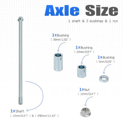 Mokuo 12mm 290mm Front Rear Axle with Bushing 5mm 20mm 38mm Fit for Pit Dirt Bike Moped Scooter QUAD ATV Mini Bike Parts - size: 12-290