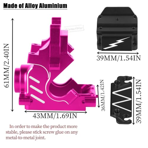 RC F/R Gearbox Case Diff 43t &10t Input Gear Upgrades for 1/8 Kraton/Outcast/Talion 6S BLX EXB,Notorious 6S BLX,1/7 Mojave 6S BLX EXB,BigRock/Fireteam 6S BLX,Pink - color: Pink(1set)