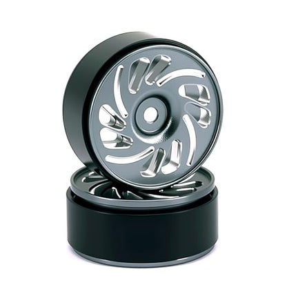 Aluminum 0.7" Beadlock Wheel, Brass Outside Ring and Whee&Tire for SCX30 Cars 4pcs/Set (0.7" Wheel-Grey) - color: 0.7" Wheel-grey