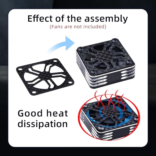 2Pcs RC Cooling Fan Cover, Carbon Fiber Electric Motor Cooling Fan Cover with Screw, Light Weight ESC Motor Heatsink Protector for RC Car Boat Truck Motor (30x30mm)