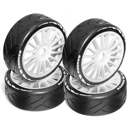 4PCS RC Off-Road Buggy 1:8 Tires and OD 103mm Arrow Pattern Hex 17mm Wheel Rims for 1:8 Scale RC On-Road Racing Car HPI WR8 HSP Hobao ARRMA Redcat Losi Kyosho VRX RC Rally Drift Car (C)