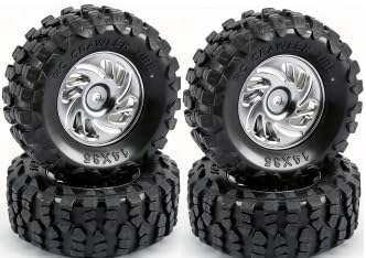 Aluminum 0.7" Beadlock Wheel, Brass Outside Ring and Whee&Tire for SCX30 Cars 4pcs/Set (Whee&Tire-Grey) - color: Whee&tire-grey