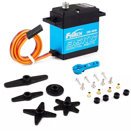 Feetech FT5330M 35KG Digital RC Core Servo Motor Waterproof Metal Gear 25T Servo Arm Horn 180 Degree 6V-7.4V for Metal Gear 1/8 1/10 Baja Car
