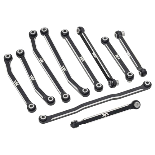 DJX CNC Machine Aluminum High Clearance Chassis Steering Links Set 10pcs Set for 1/18 RC Crawler Car HPI Venture18 Upgrades Parts - style: Aluminum