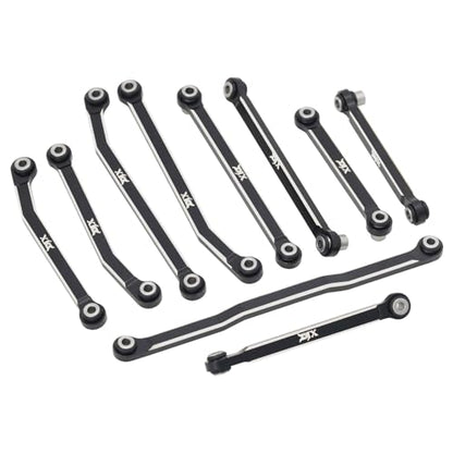 DJX CNC Machine Aluminum High Clearance Chassis Steering Links Set 10pcs Set for 1/18 RC Crawler Car HPI Venture18 Upgrades Parts - style: Aluminum