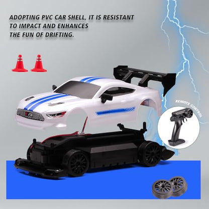 1:24 Scale RC Drift Car,4WD 2.4GHz High Speed Racing Hobby Sport Toy Car Vehicle with LED Lights,Racing and Drift Wheels for Adult Boys Girls Kids Gift (8602-White) - color: 8602-white