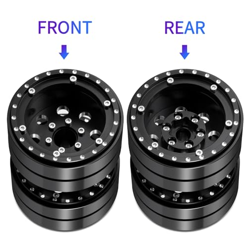 RCLIONS 1.9" Dually Beadlock Wheels 4PCS RC Aluminum Rims for 1/10th AXIAL SCX10 SCX10 II TRX4 TRX6 Flatbed Hauler RC Crawler Car Upgrade Parts - size: 4PCS