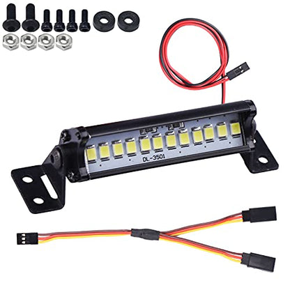 AIMROCK 55mm RC Car Light Bar Roof Lamp Kit w/12LEDs for 1/10 Slash Stampede Rustler TRX-4 SCX10 RC4WD D90 - size: 55mm