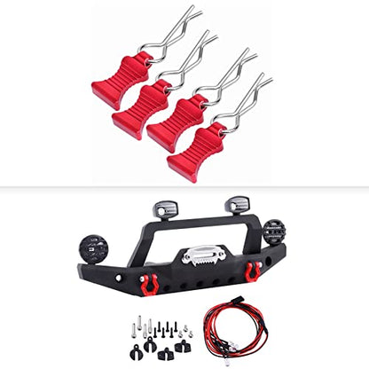 Metal Bumper Mount Set & RC Car Body Clips w/Pull Tabs for TRX-4 Axial SCX10 SCX10 II 90046 SCX10 III AXI03007