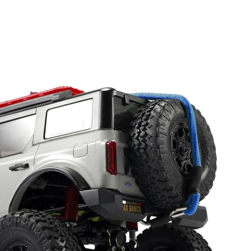 2pcs 280mm Elastic Strap Escape Rope Kinetic Winch Strap with Rescue Trailer Hook for 1/18 1/24 RC Crawler Car TRX4M High Trail SCX24 FCX24 (Blue) - color: Blue