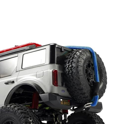2pcs 280mm Elastic Strap Escape Rope Kinetic Winch Strap with Rescue Trailer Hook for 1/18 1/24 RC Crawler Car TRX4M High Trail SCX24 FCX24 (Blue) - color: Blue