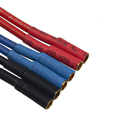 6Pack 7.87" 14AWG 3.5mm Gold Bullet Connector 3.5 Banana Plug Extension Cable Male Female Wire & 18Pcs 3-Pin JR Servo Extension Cable,1 JR Male to 2/3 Female JR Y Harness Servo Cable & 3.93" 5.9" 11.8